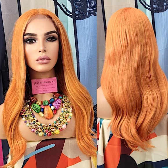 celebrity Triple orange Burn girl burn orange lace frontwavy human blend wig